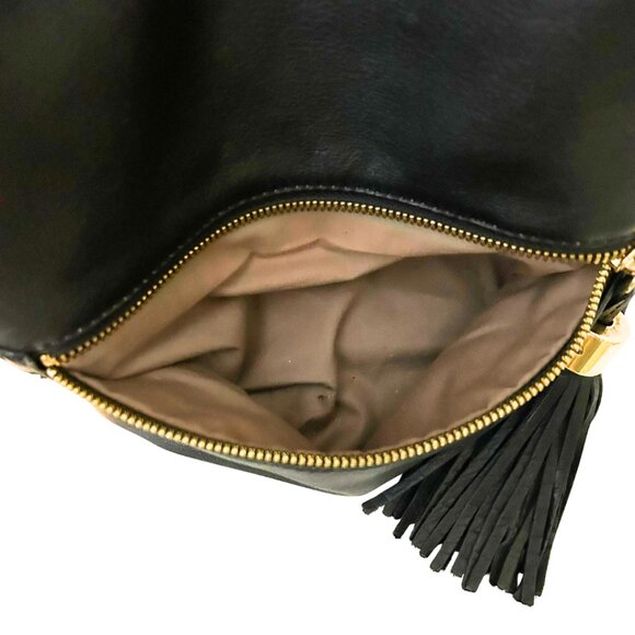 Margot Black Genuine Leather Backpack Purse Gold Zipper Tassel